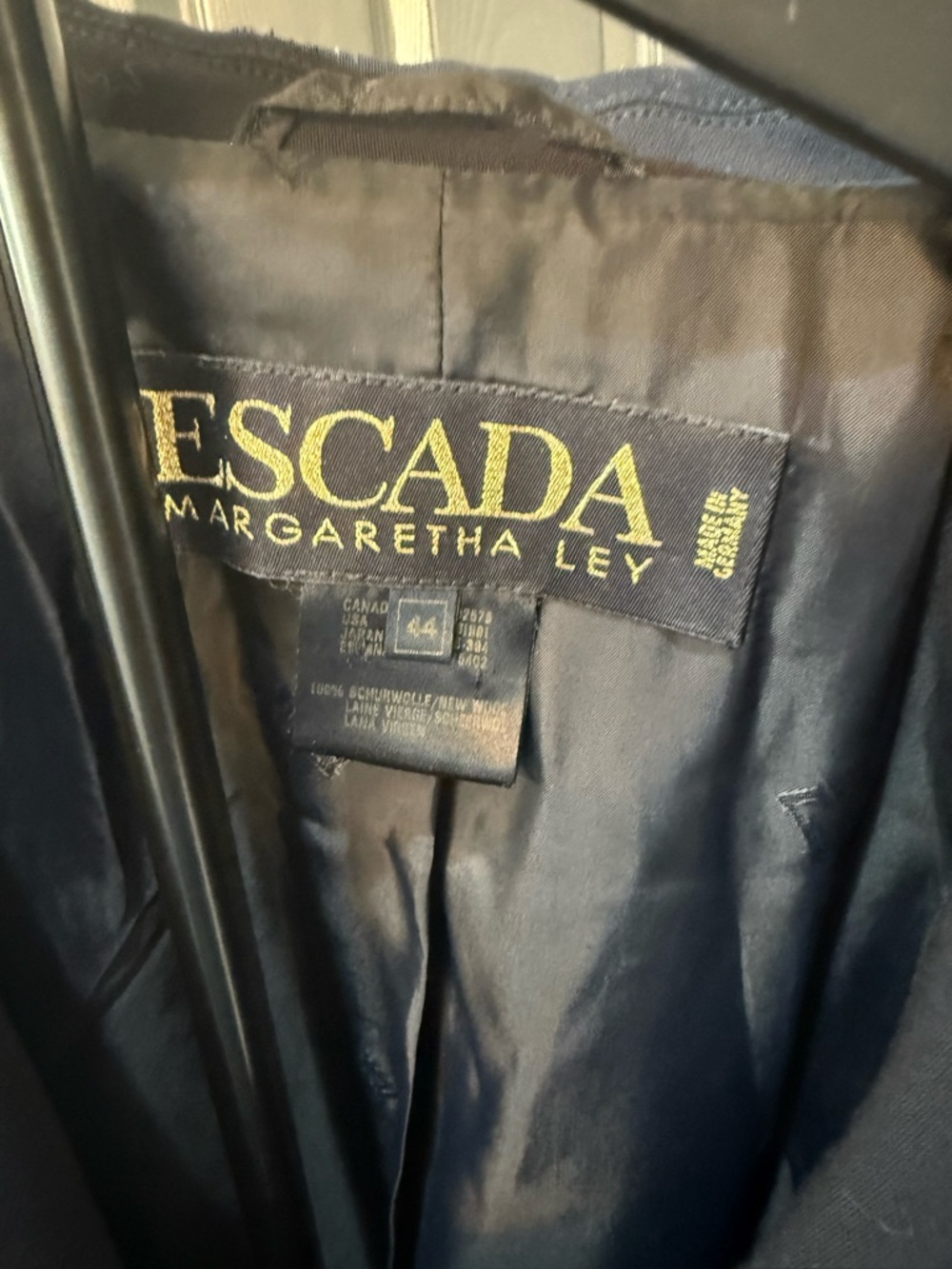 Escada Black Blazer with Gold Stitch Accents - Picture 3 of 7